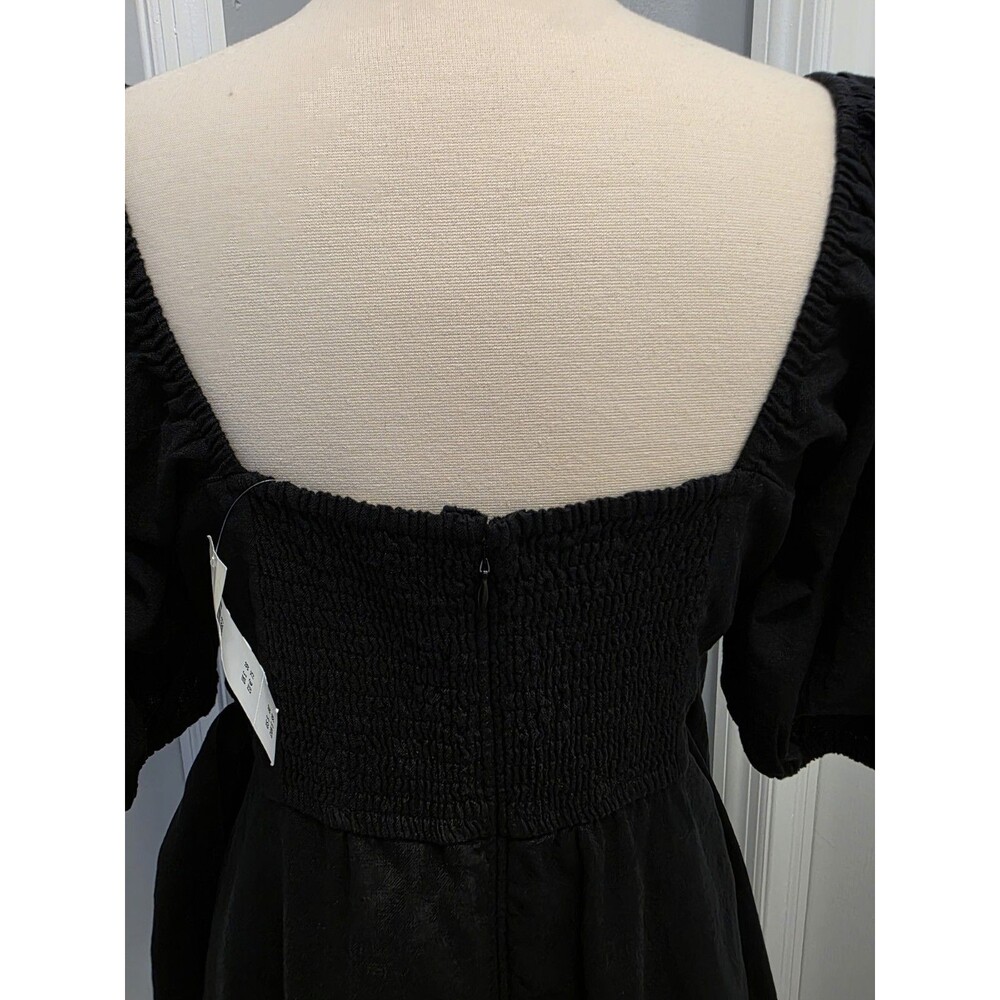 New Abercrombie & Fitch Linen Blend Faux Wrap Dress Puff Sleeve Large Petite LP - Picture 5 of 10